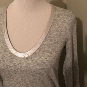 NWT J Crew Metallic Leather Trim Tee